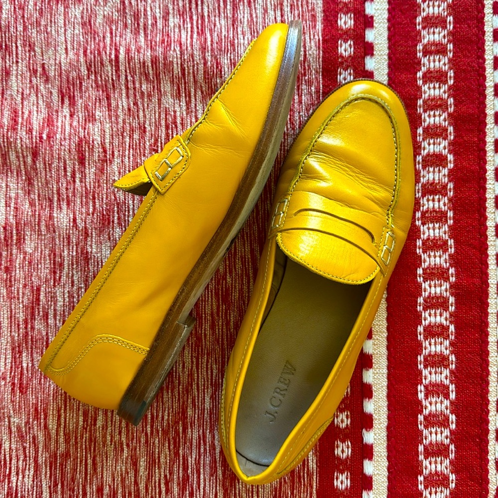 J. Crew Yellow Leather Loafers